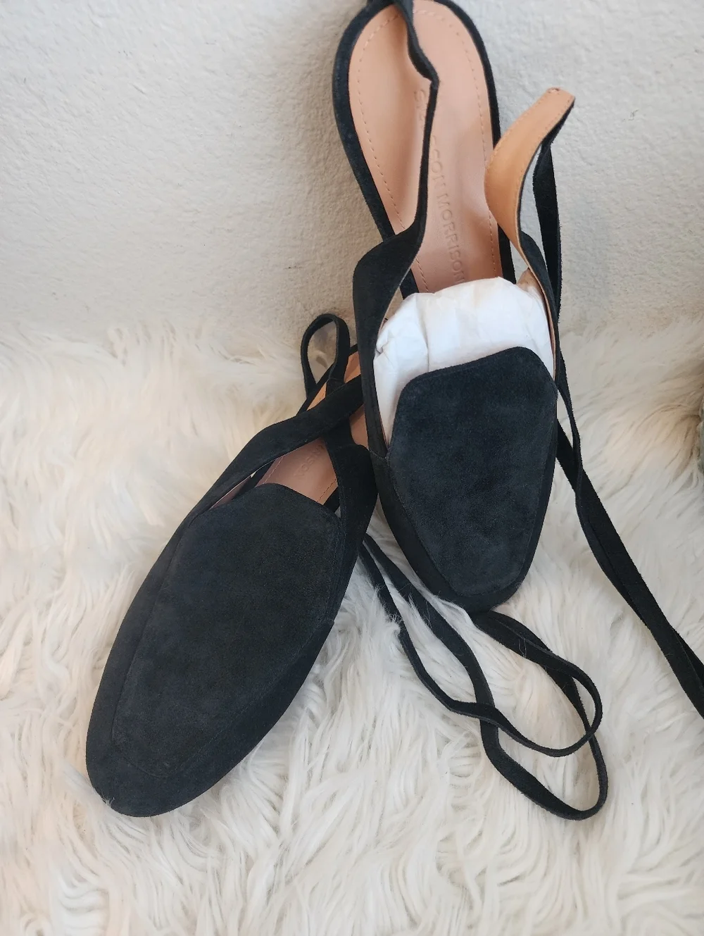 SIGERSON MORRISON LACE UP SUEDE LEATHER SQUARE TOE BLACK SHOES NWOT SIZE 7.5